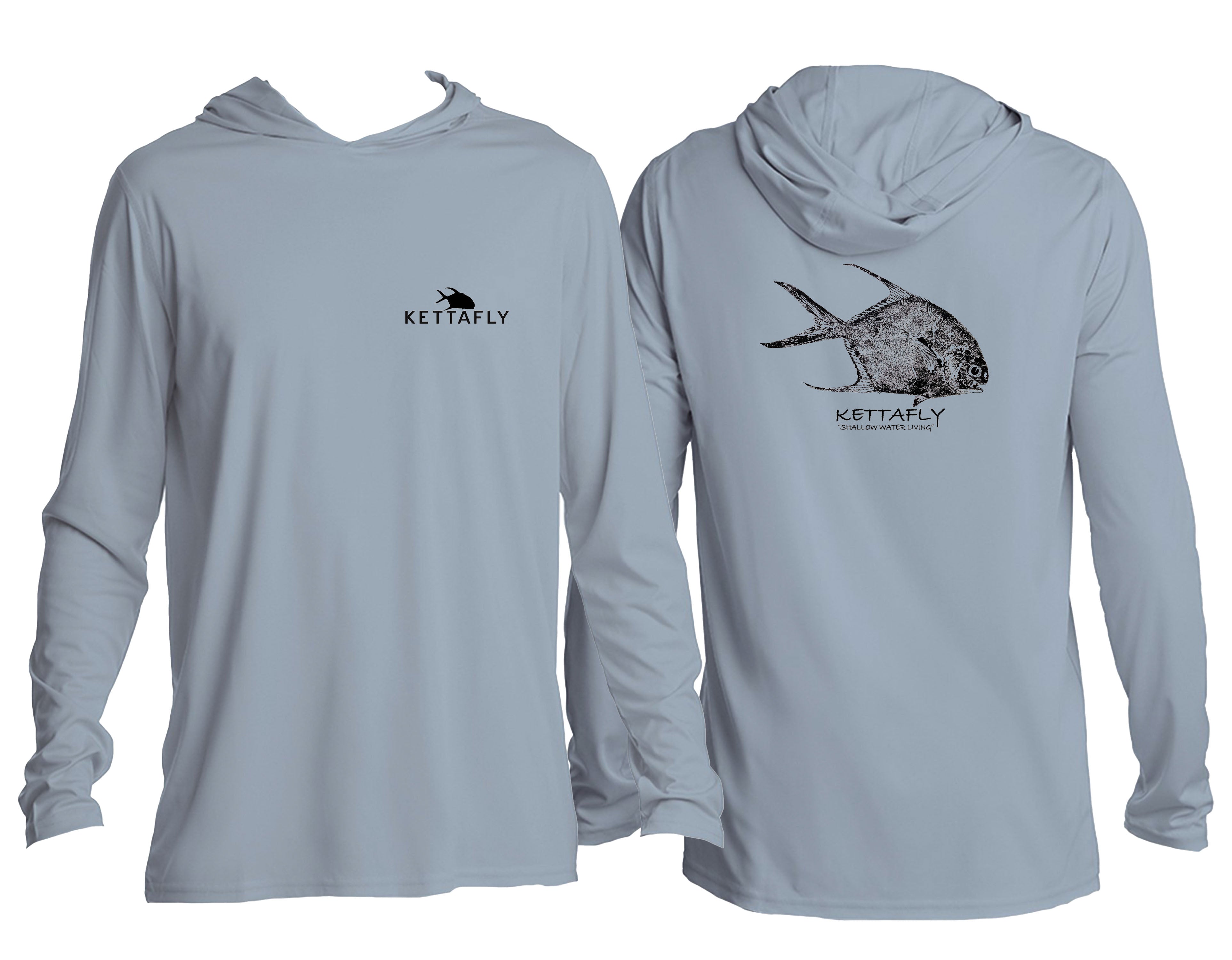 Gyotaku Blochii Design (pocket & back)  UPF50+ Hooded long sleeve Sun Shirt