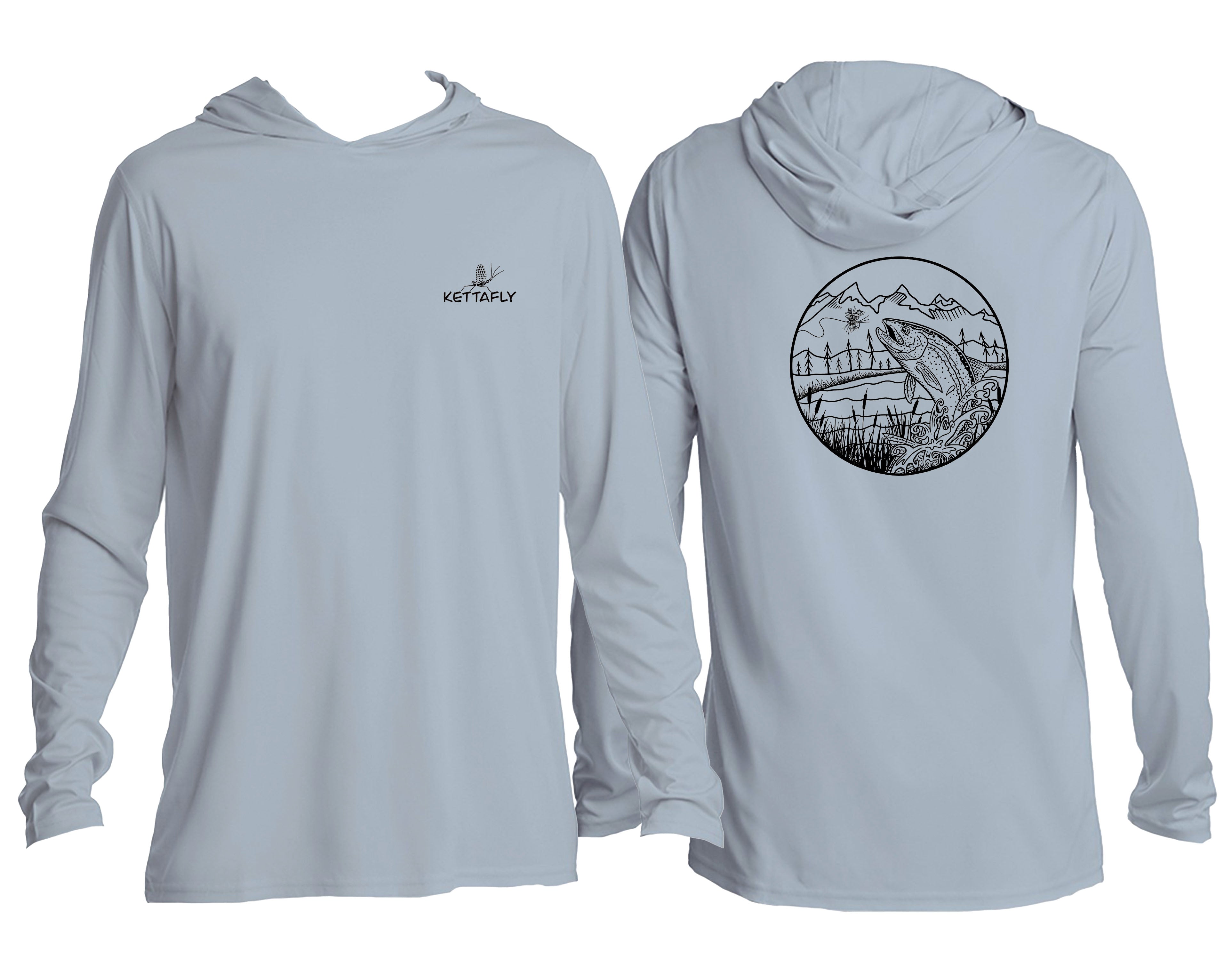 Jumping Rainbow Design (pocket & back) UPF50+ Hooded long sleeve Sun Shirt