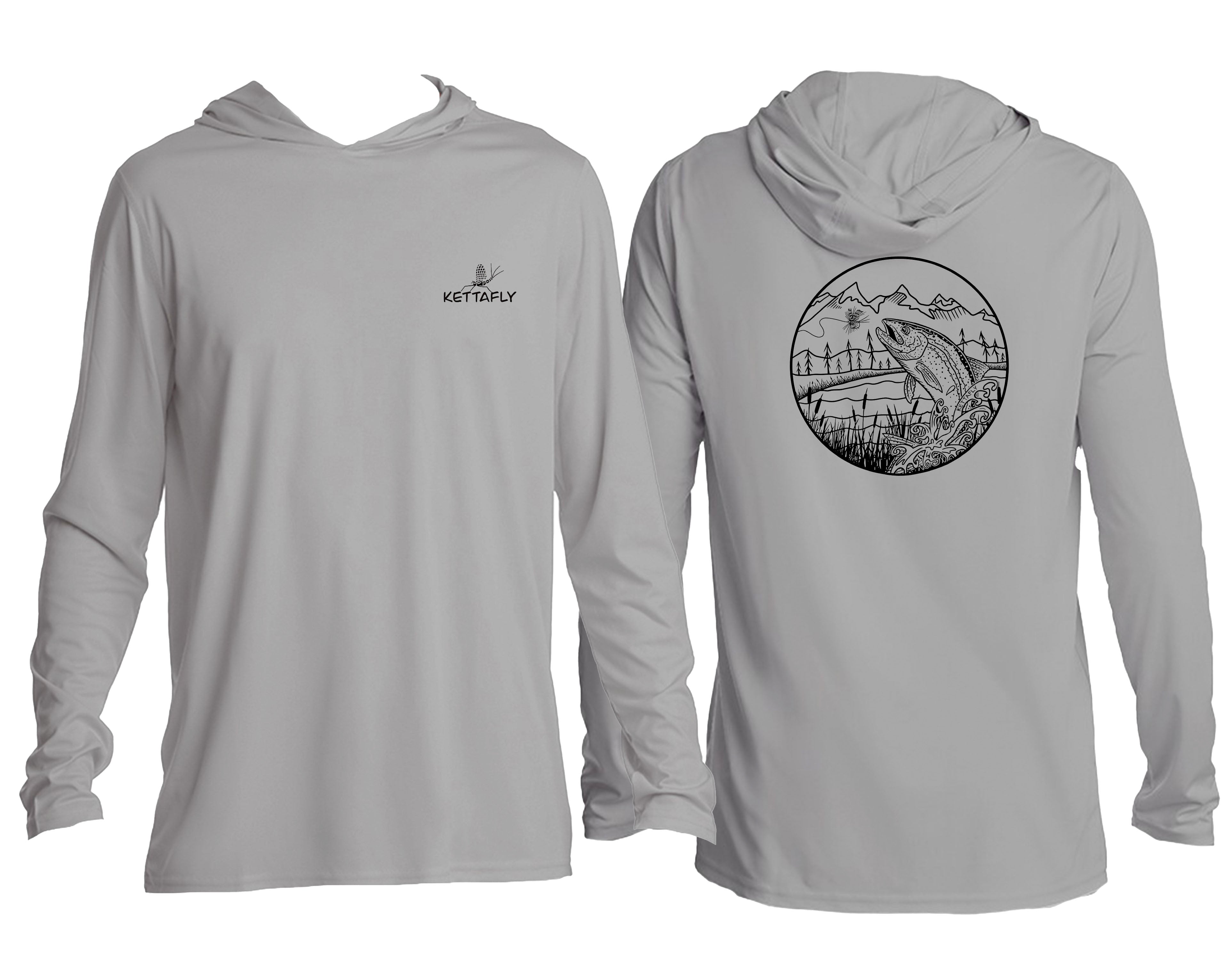 Jumping Rainbow Design (pocket & back) UPF50+ Hooded long sleeve Sun Shirt