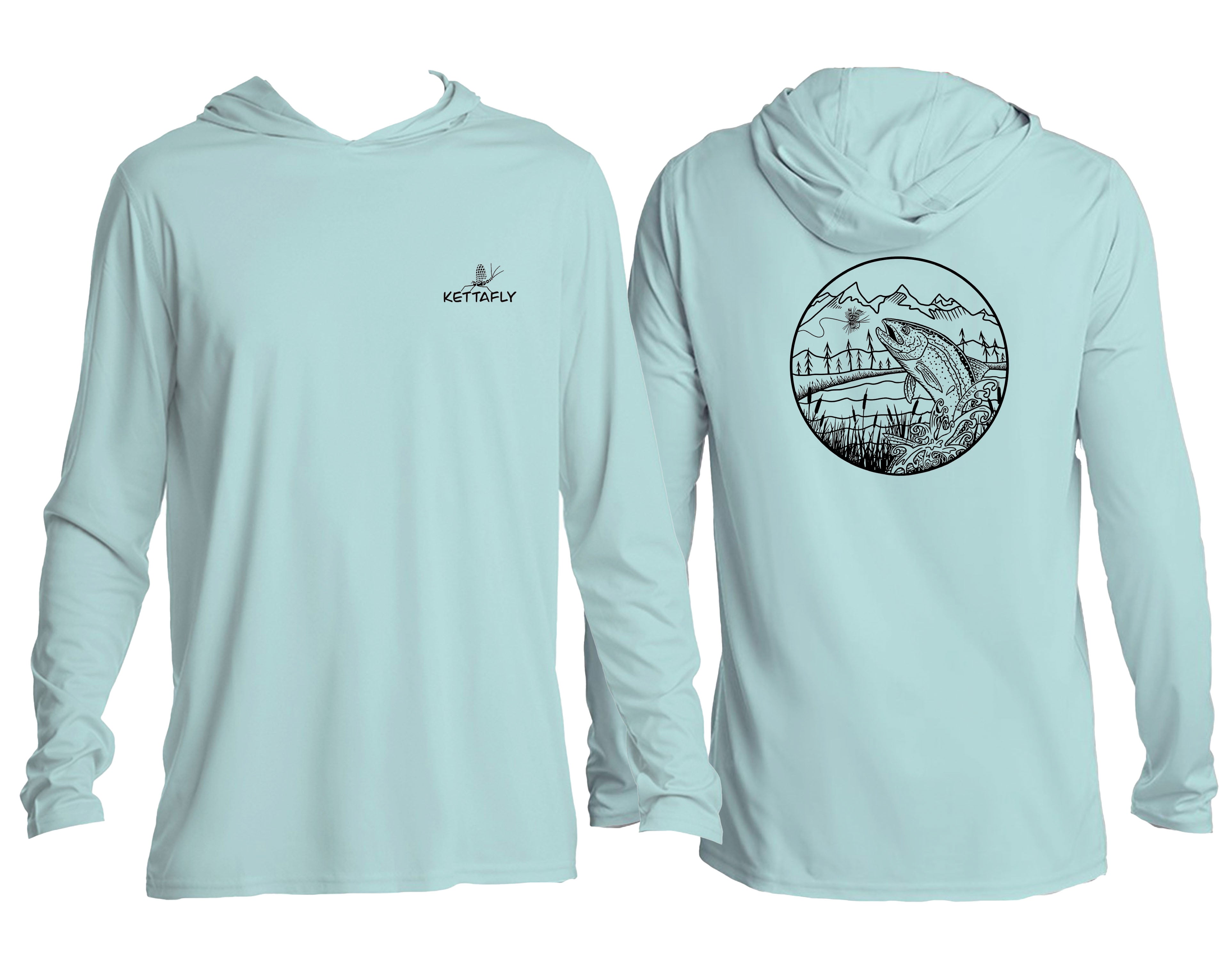 Jumping Rainbow Design (pocket & back) UPF50+ Hooded long sleeve Sun Shirt