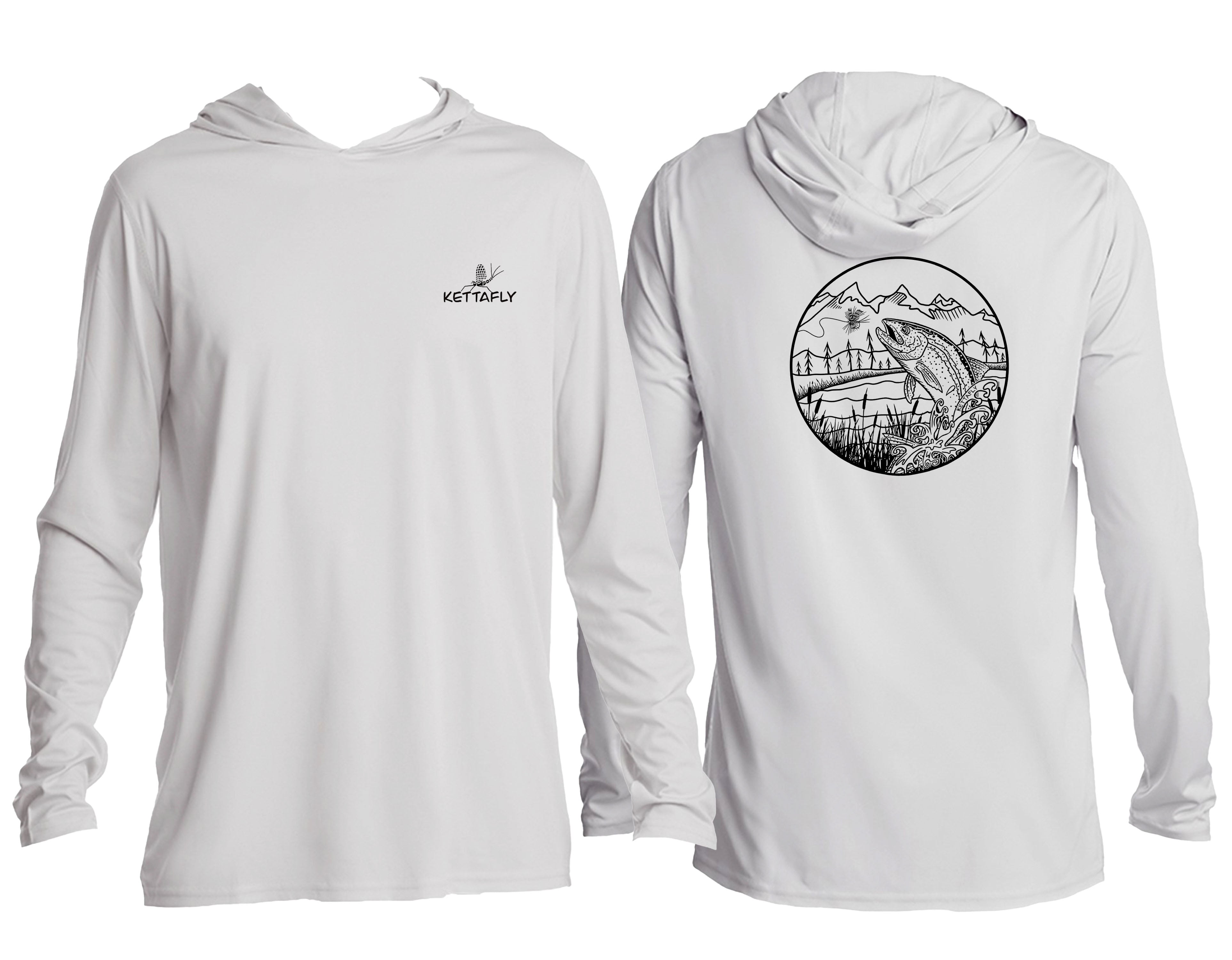 Jumping Rainbow Design (pocket & back) UPF50+ Hooded long sleeve Sun Shirt
