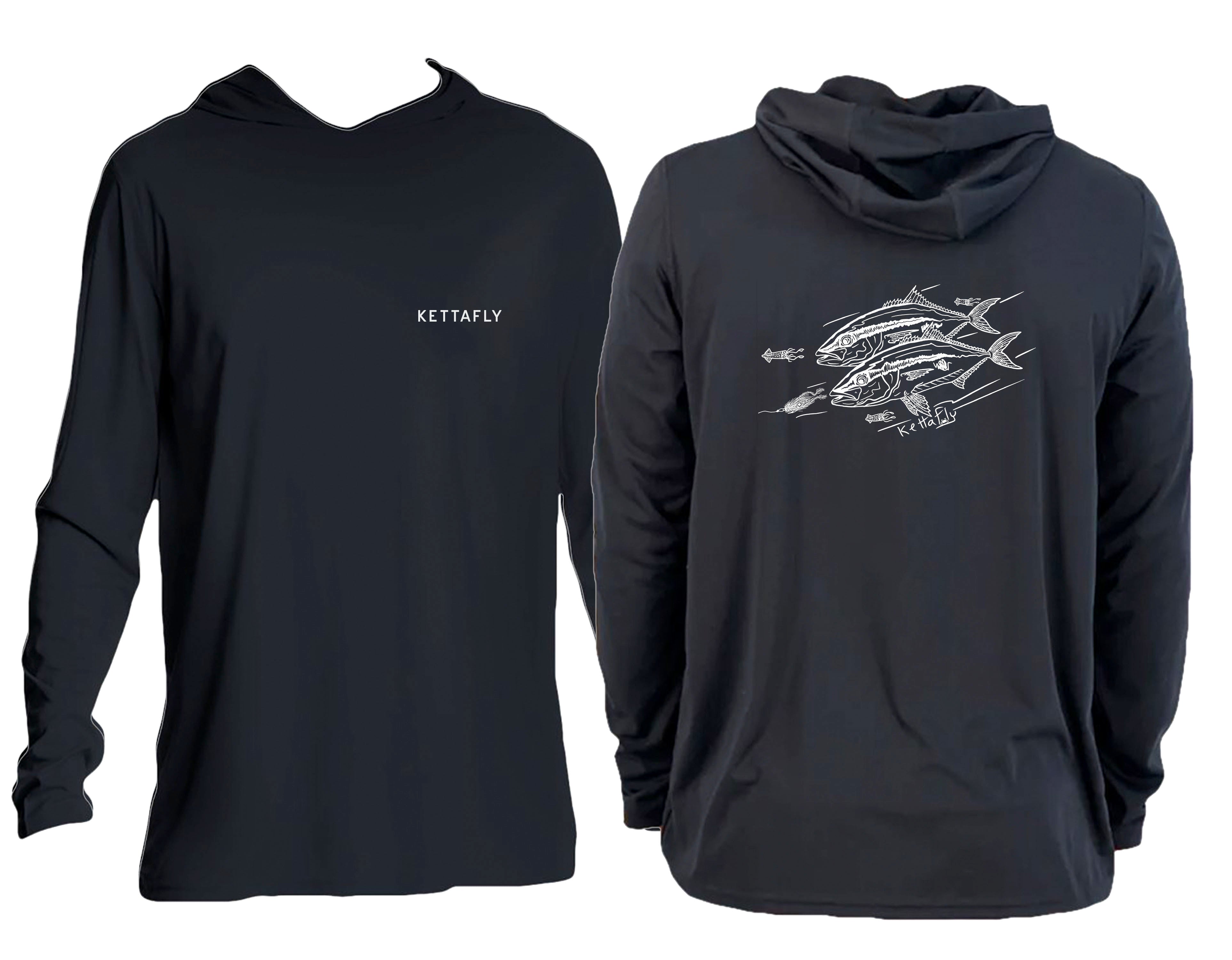 Kingfish Design (pocket & back)  UPF50+ hooded long sleeve Sun Shirt