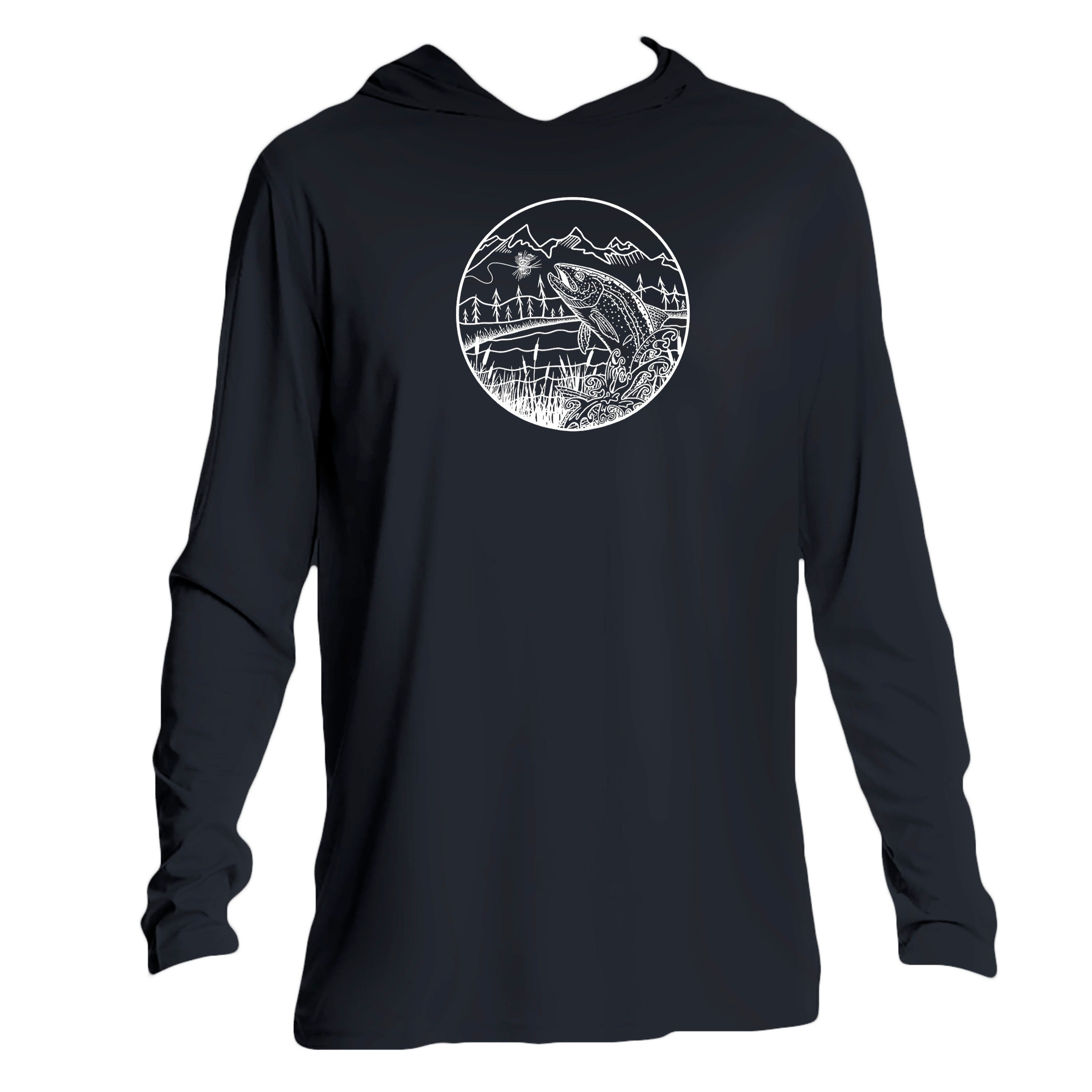 Jumping Rainbow Design (front) UPF50+ Hooded long sleeve Sun Shirt