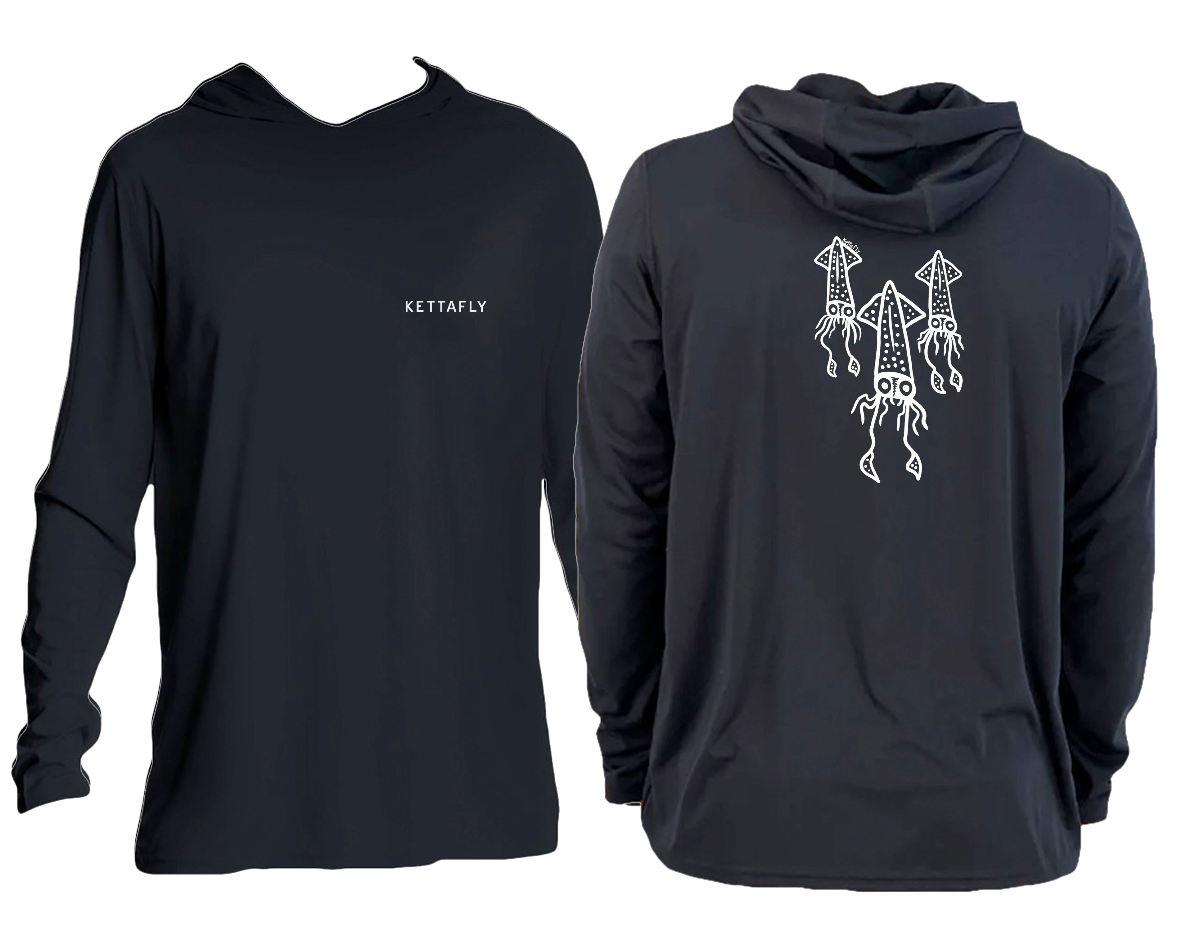 Squid Trio Design (pocket & back)  UPF50+ hooded long sleeve Sun Shirt