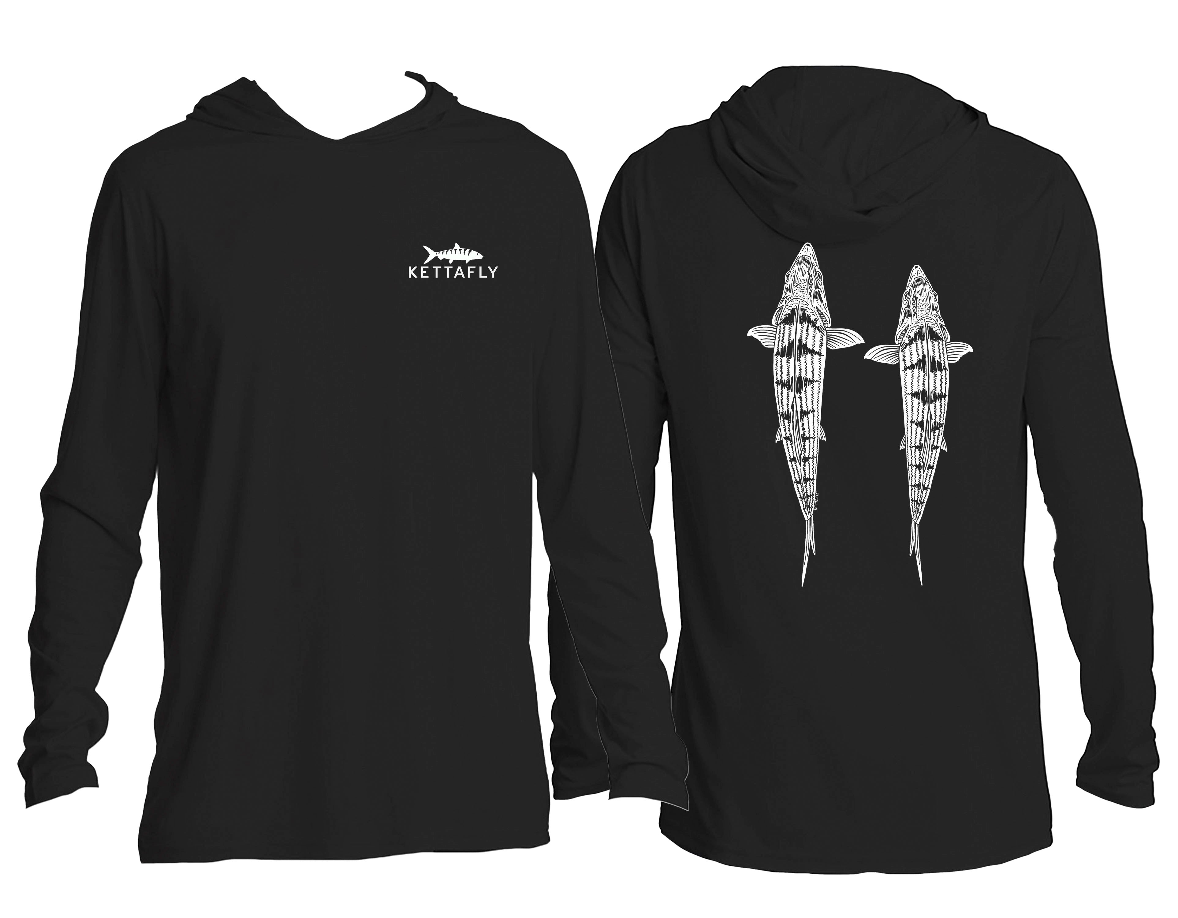 Topside Bone Design (pocket & back) UPF50+ Hooded long sleeve Sun Shirt
