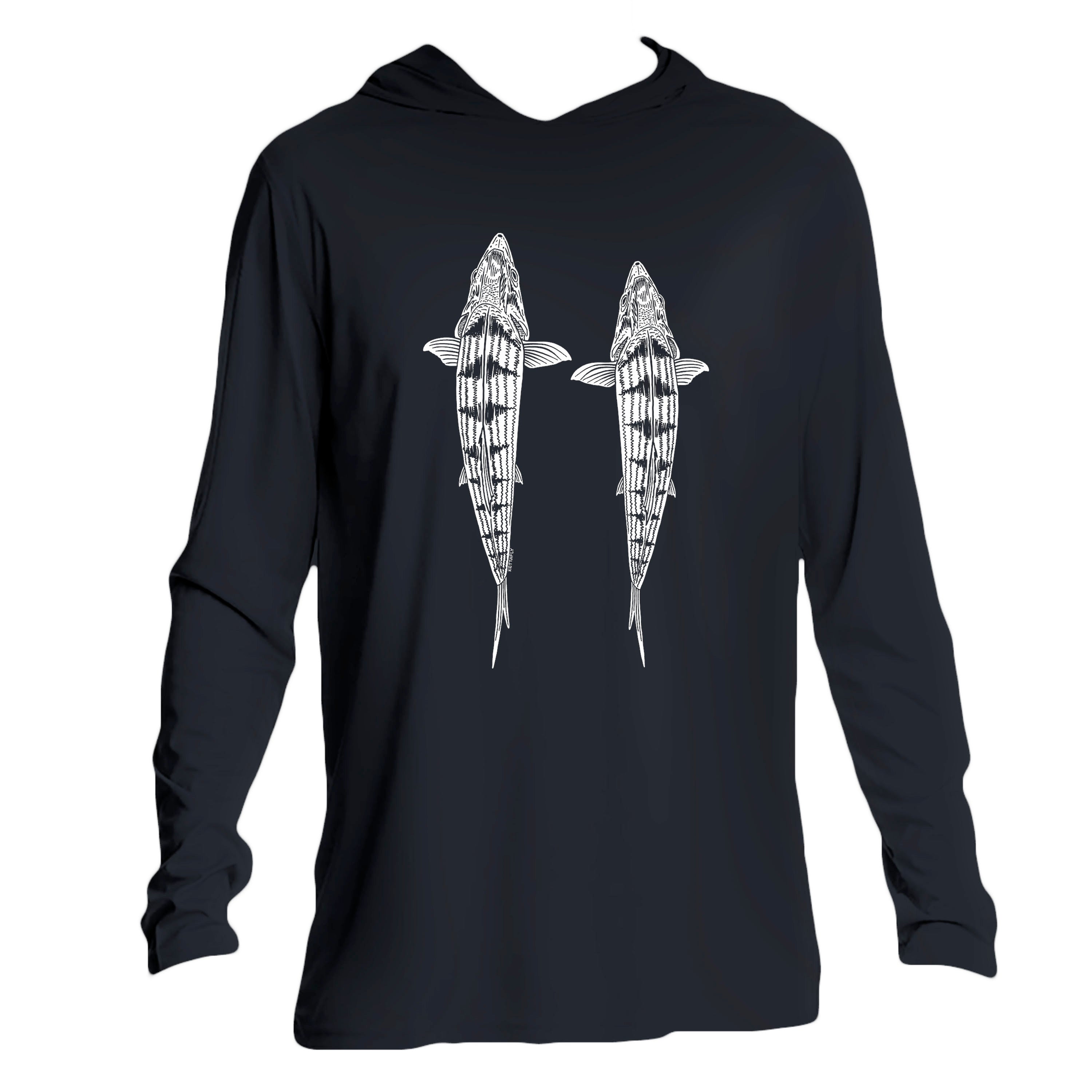 Topside Bone Design (front) UPF50+ Hooded long sleeve Sun Shirt