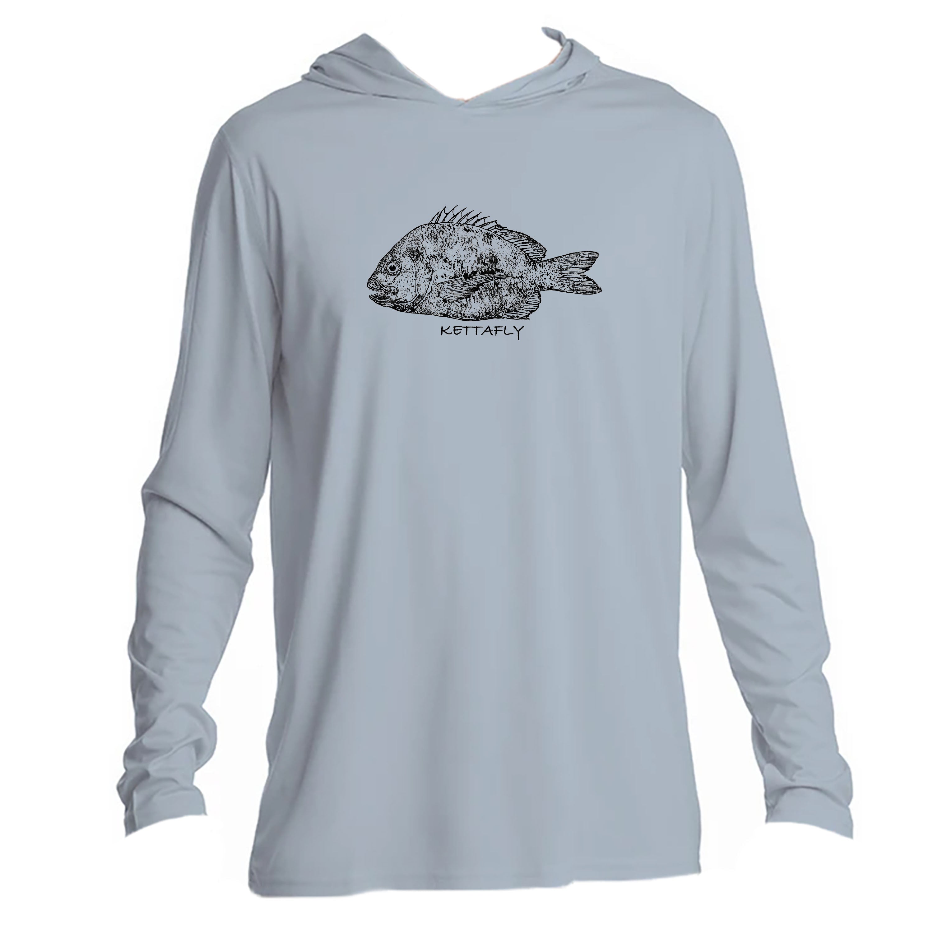 Gyotaku Bream Design (front)  UPF50+ Hooded long sleeve Sun Shirt