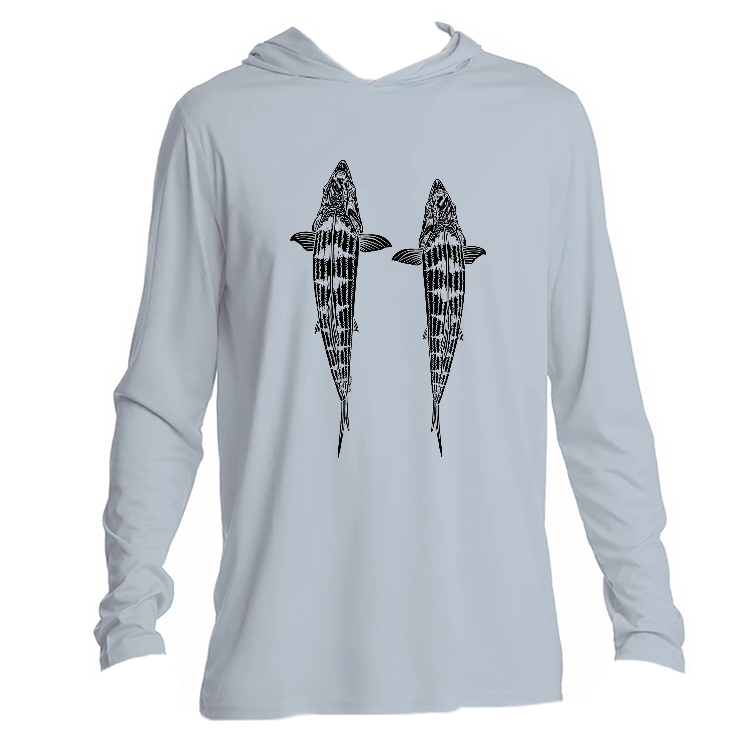 Topside Bone Design (front) UPF50+ Hooded long sleeve Sun Shirt
