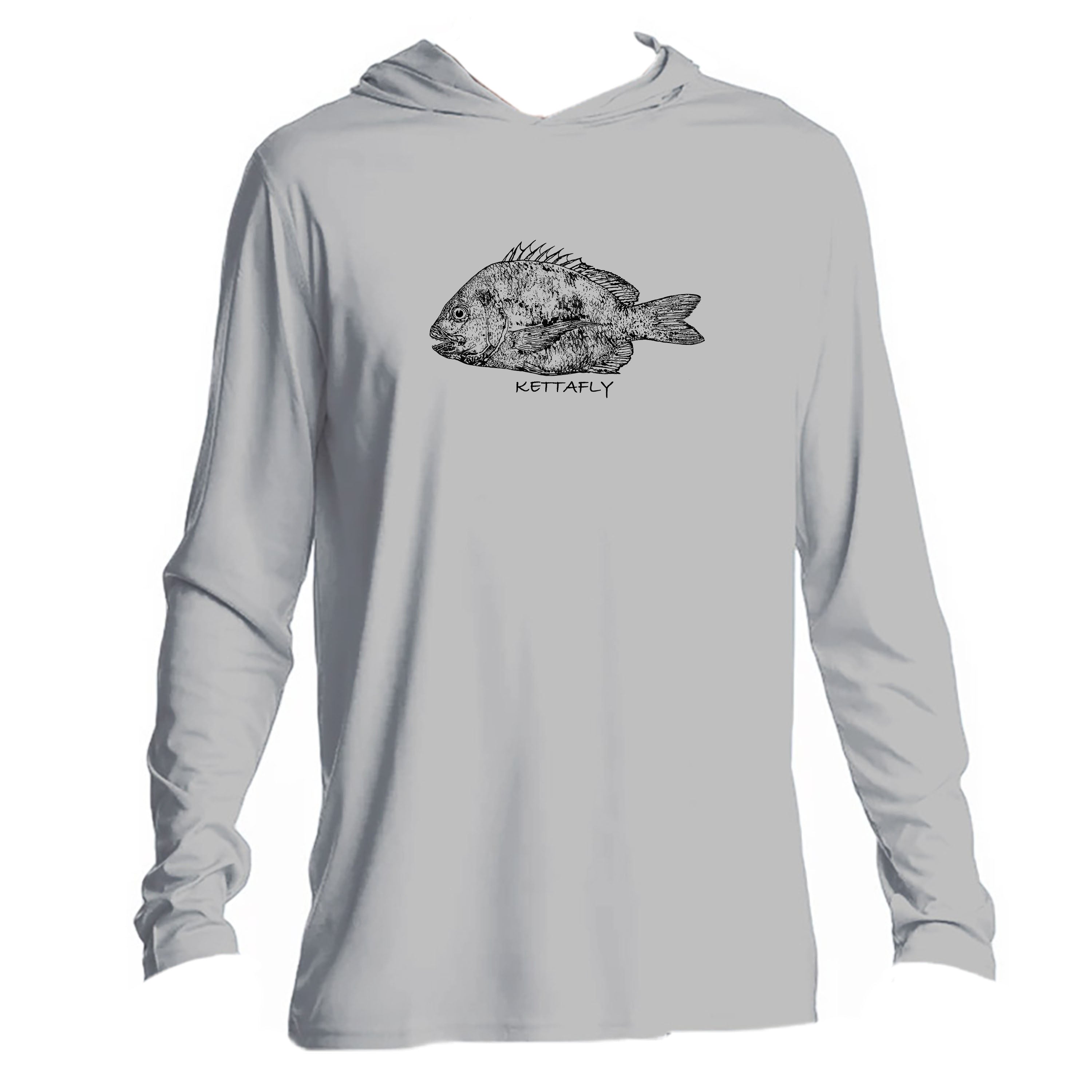 Gyotaku Bream Design (front)  UPF50+ Hooded long sleeve Sun Shirt