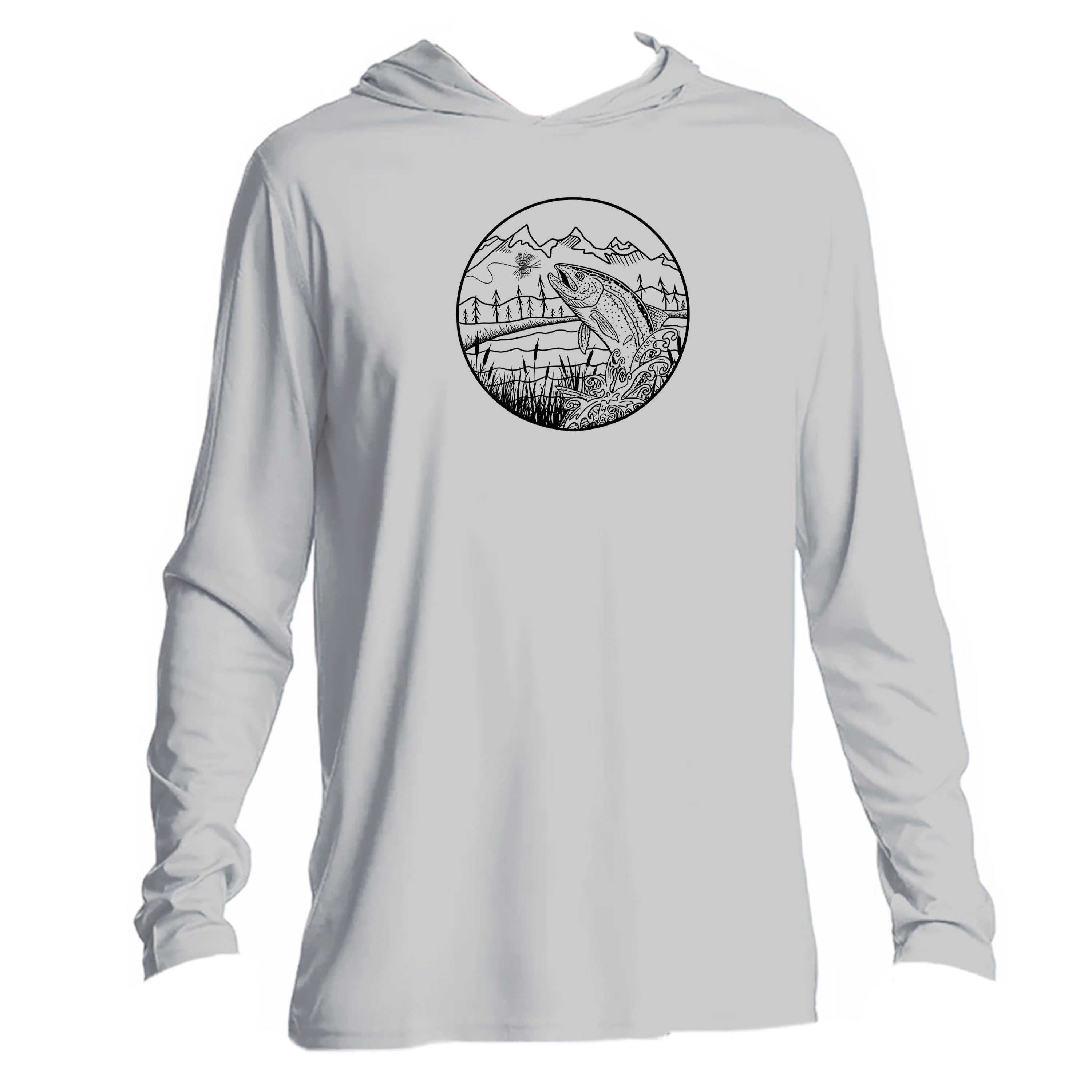 Jumping Rainbow Design (front) UPF50+ Hooded long sleeve Sun Shirt