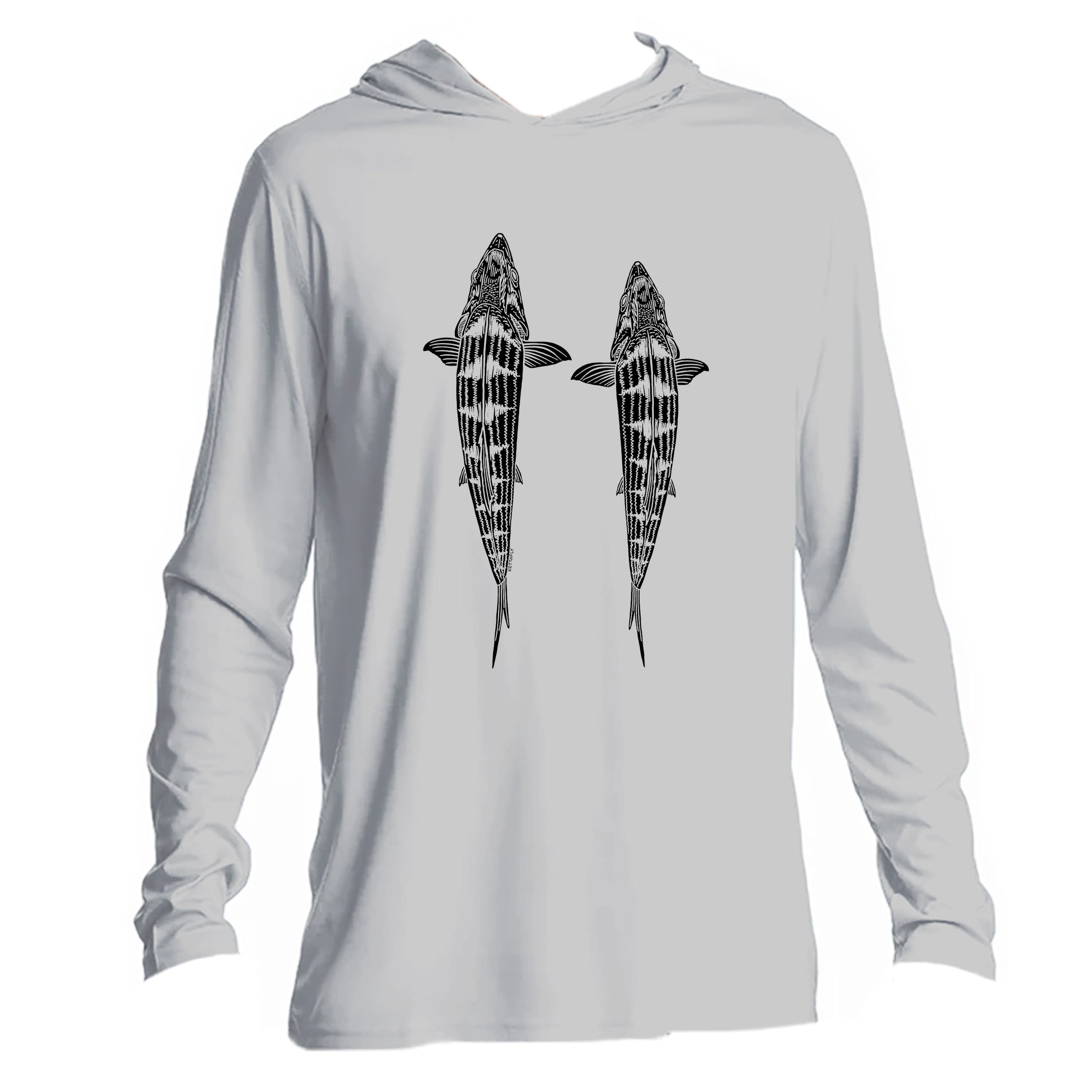 Topside Bone Design (front) UPF50+ Hooded long sleeve Sun Shirt