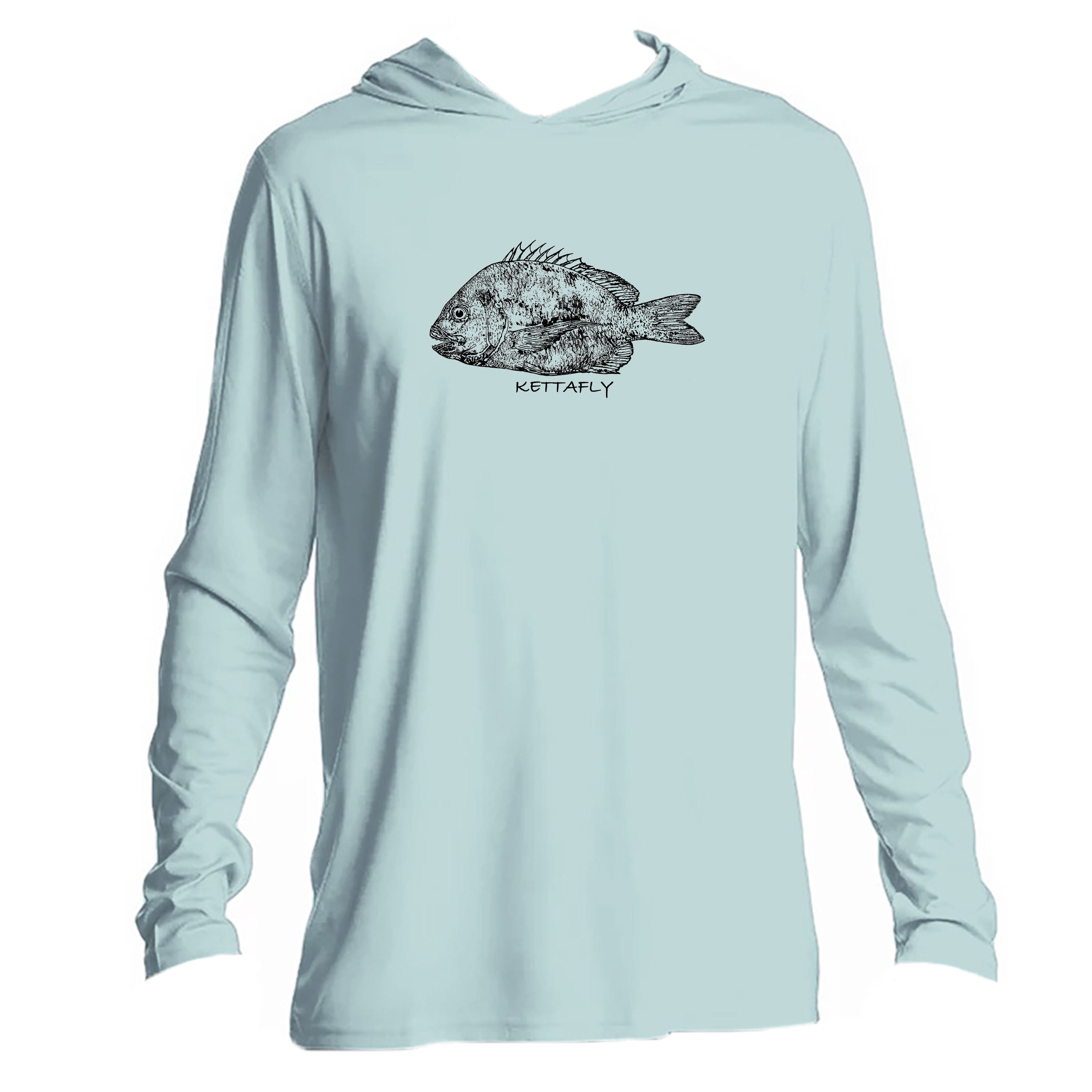 Gyotaku Bream Design (front)  UPF50+ Hooded long sleeve Sun Shirt