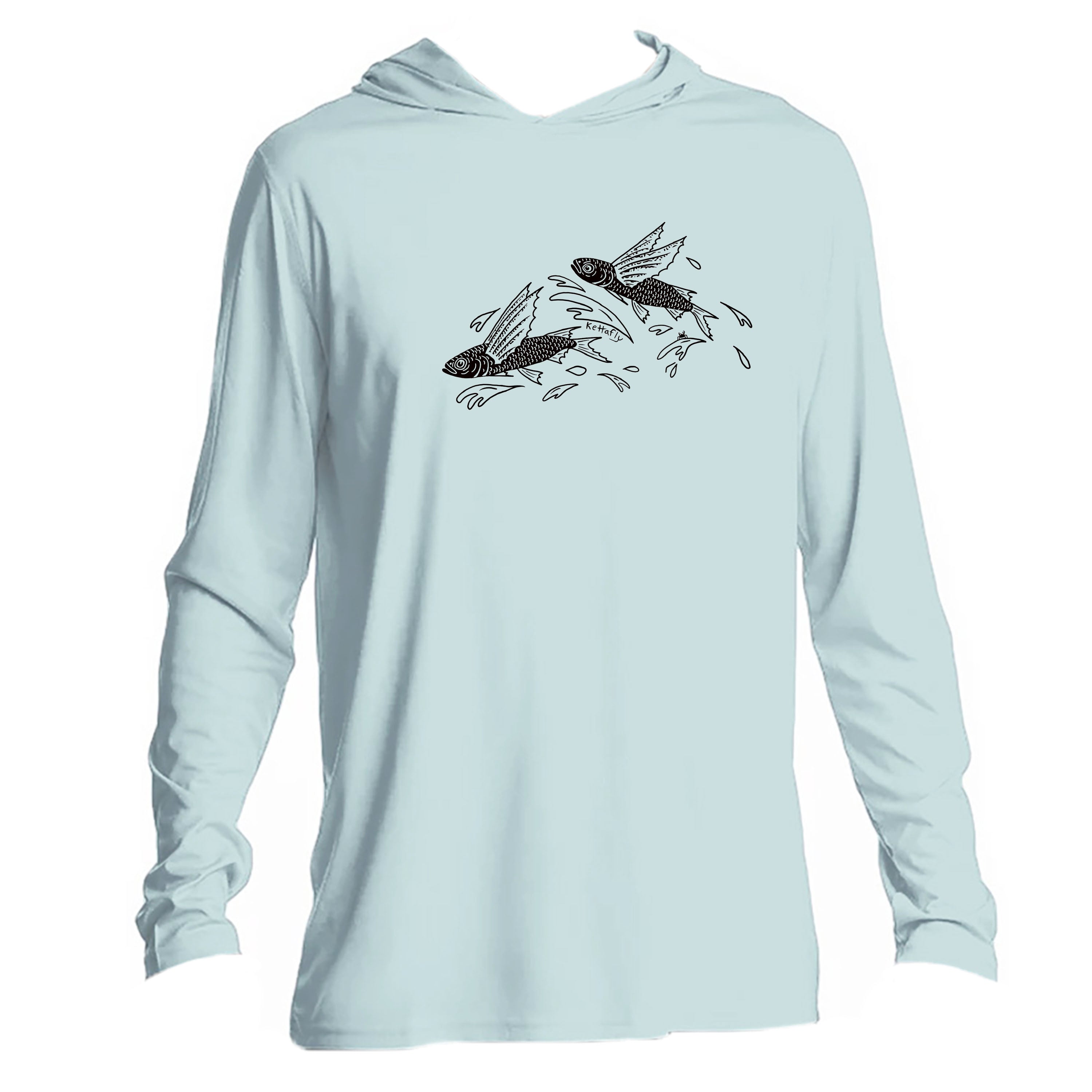 Flying Fish Design (front) UPF50+ Hooded long sleeve Sun Shirt – Kettafly
