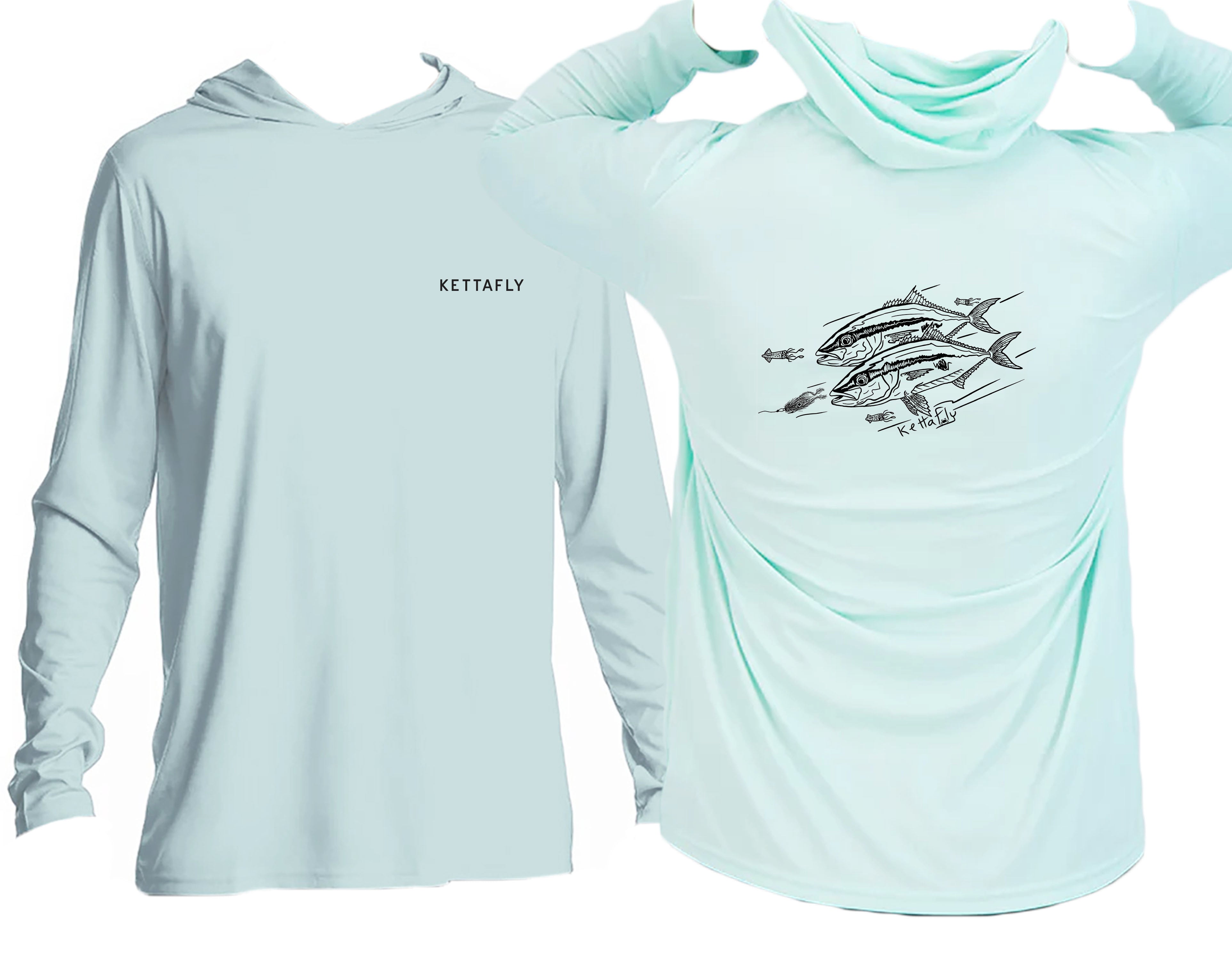 Kingfish Design (pocket & back) UPF50+ hooded long sleeve Sun Shirt –  Kettafly