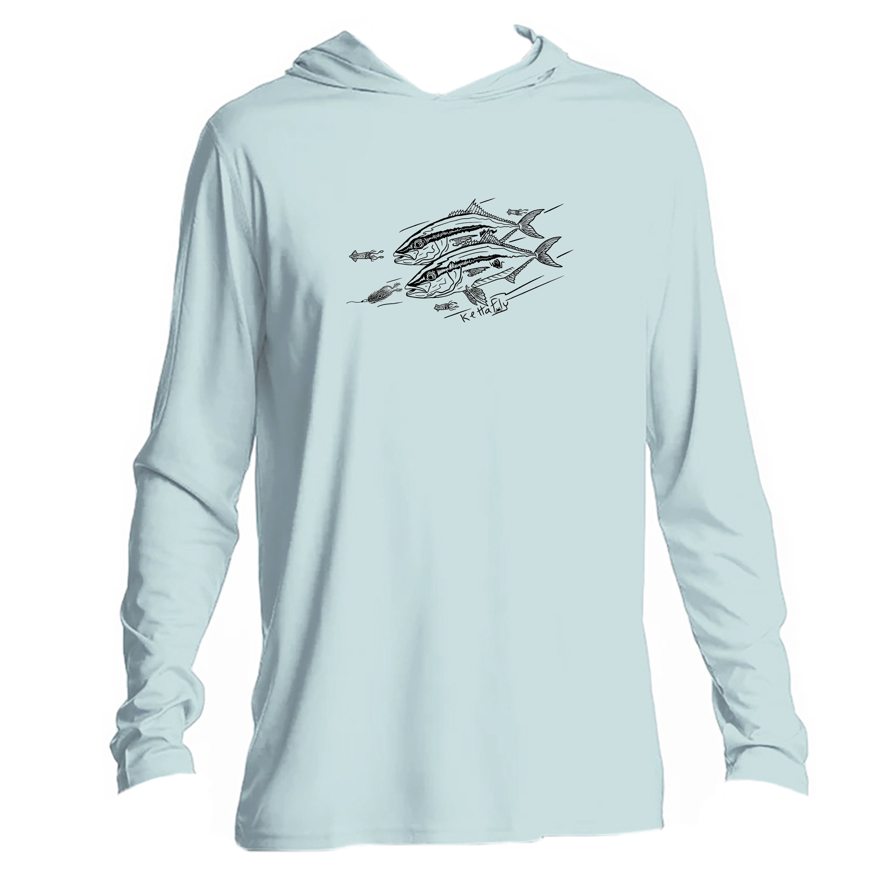 Kingfish Design (front)  UPF50+ Hooded long sleeve Sun Shirt