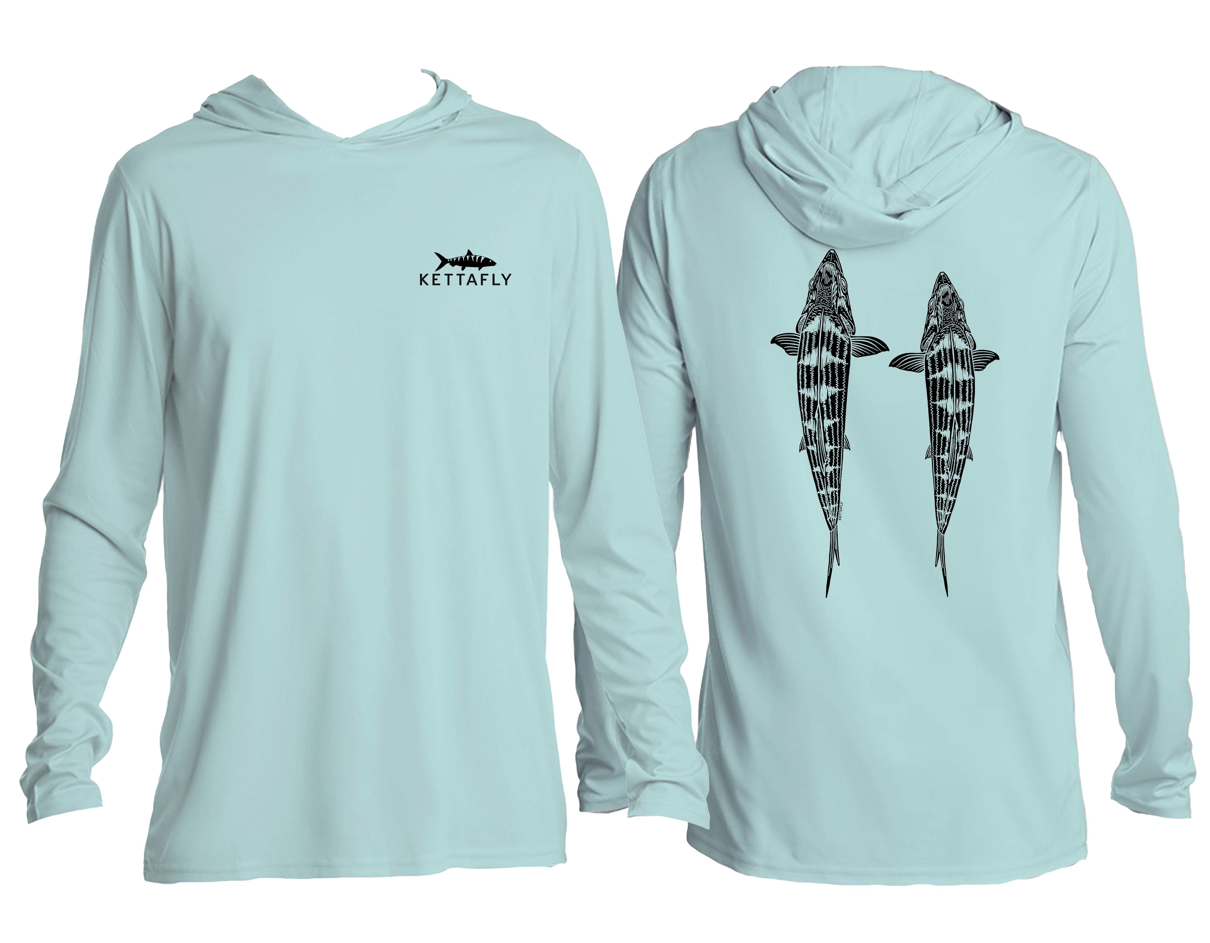 Topside Bone Design (pocket & back) UPF50+ Hooded long sleeve Sun Shirt