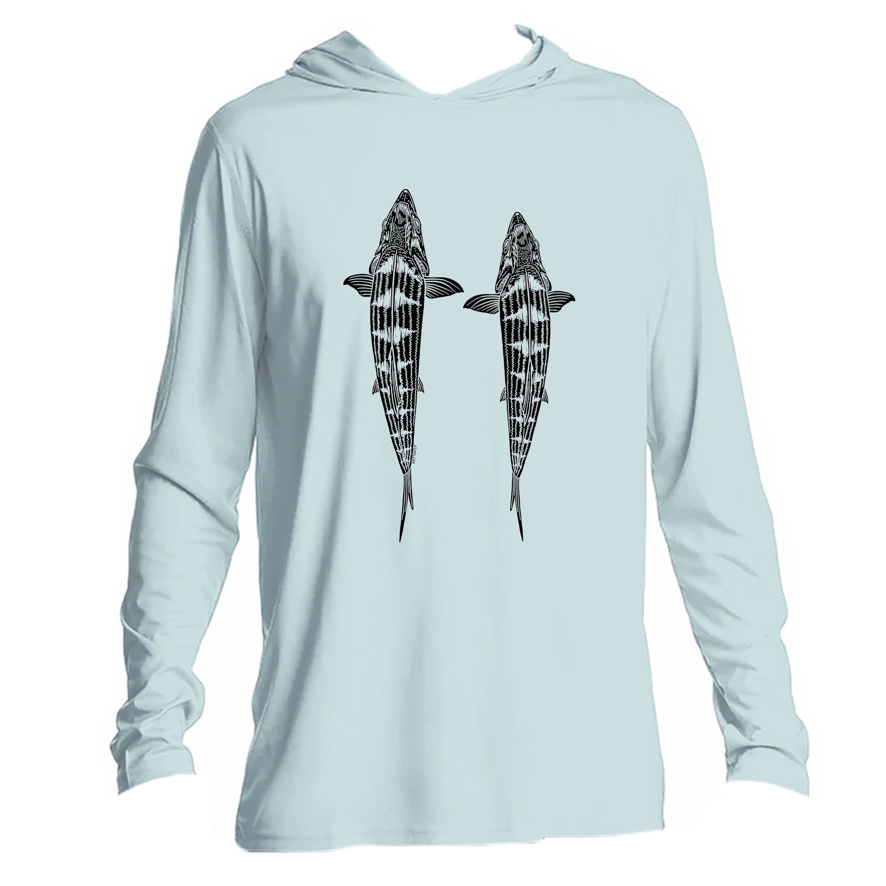 Topside Bone Design (front) UPF50+ Hooded long sleeve Sun Shirt
