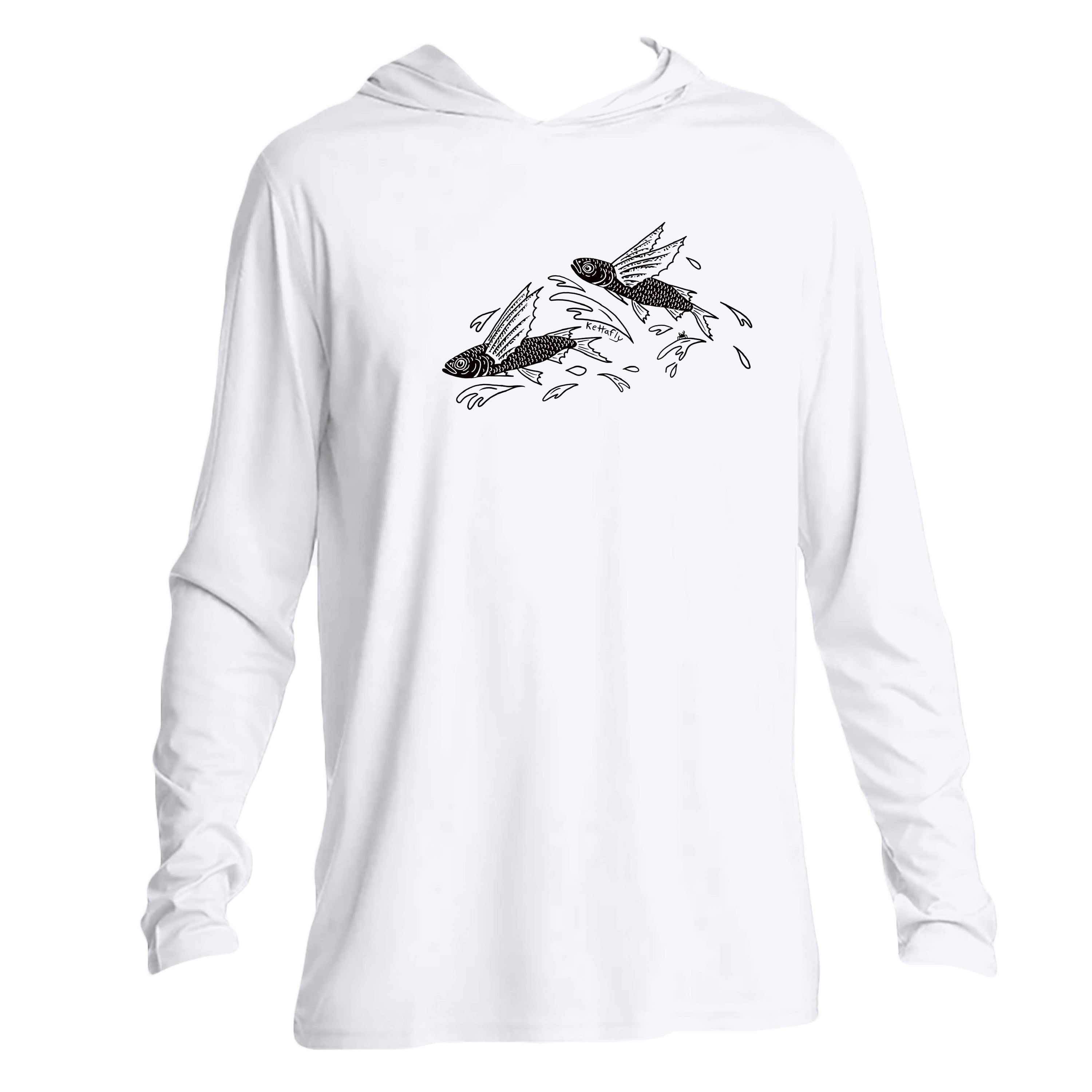 Flying Fish Design (front)  UPF50+ Hooded long sleeve Sun Shirt