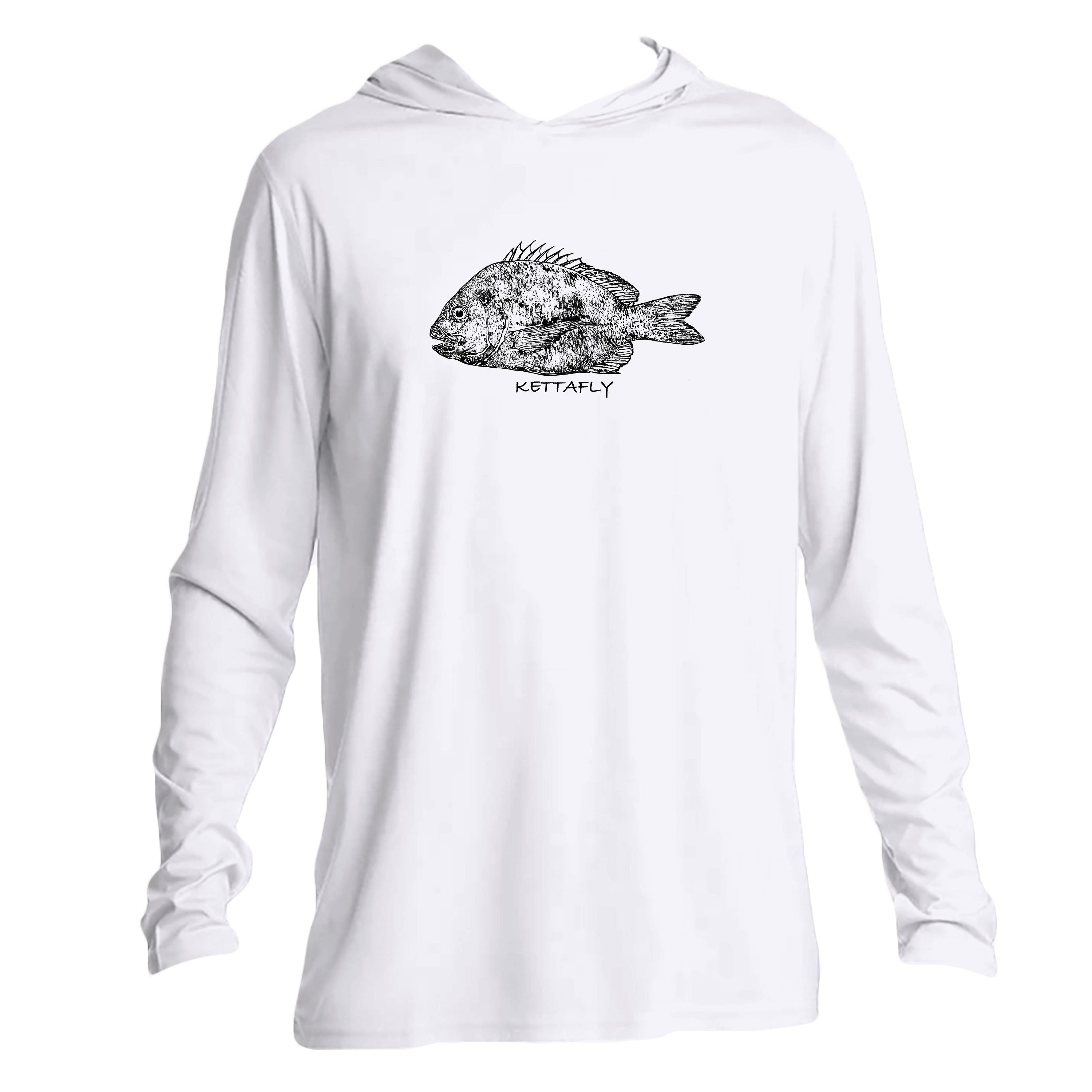 Gyotaku Bream Design (front)  UPF50+ Hooded long sleeve Sun Shirt