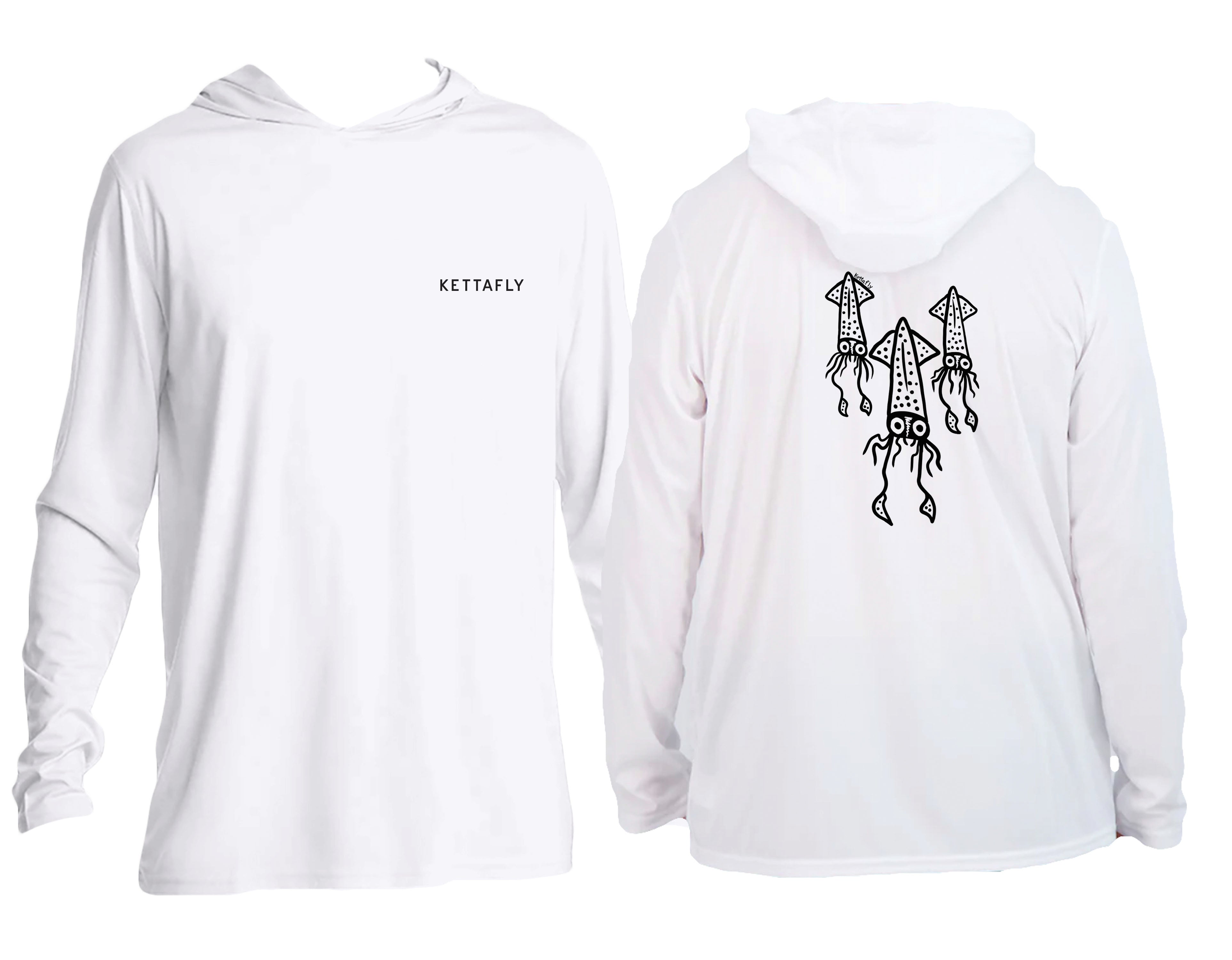Squid Trio Design (pocket & back)  UPF50+ hooded long sleeve Sun Shirt