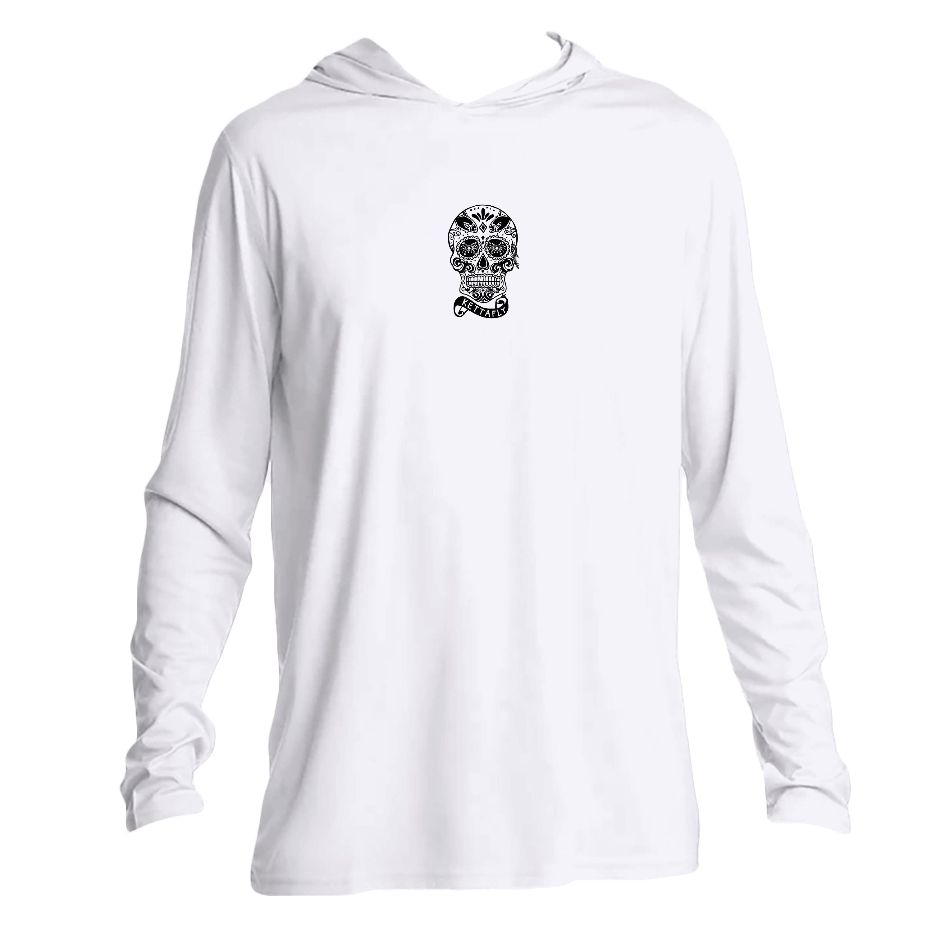 Sugar Skull Design (front)  UPF50+ Hooded long sleeve Sun Shirt