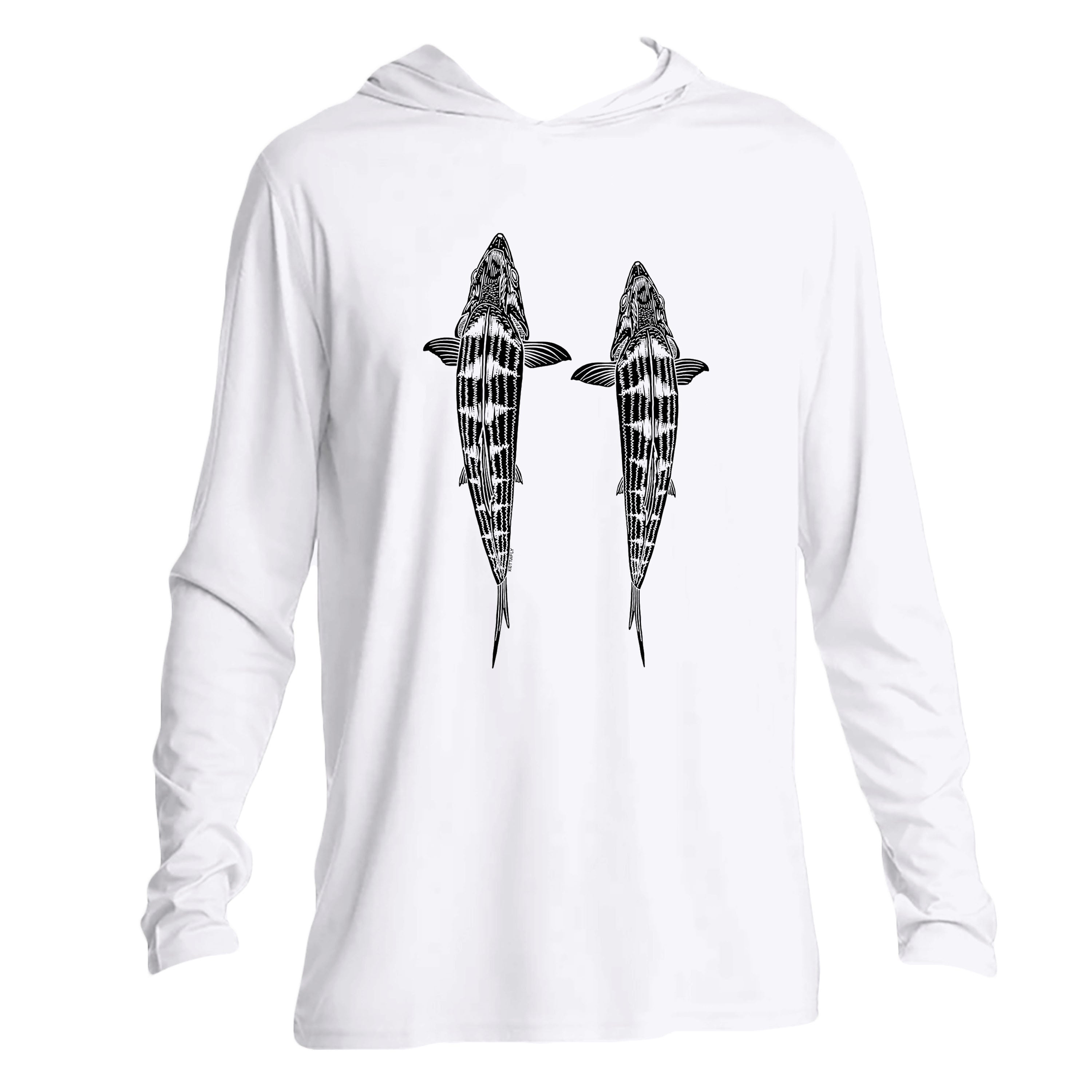 Topside Bone Design (front) UPF50+ Hooded long sleeve Sun Shirt