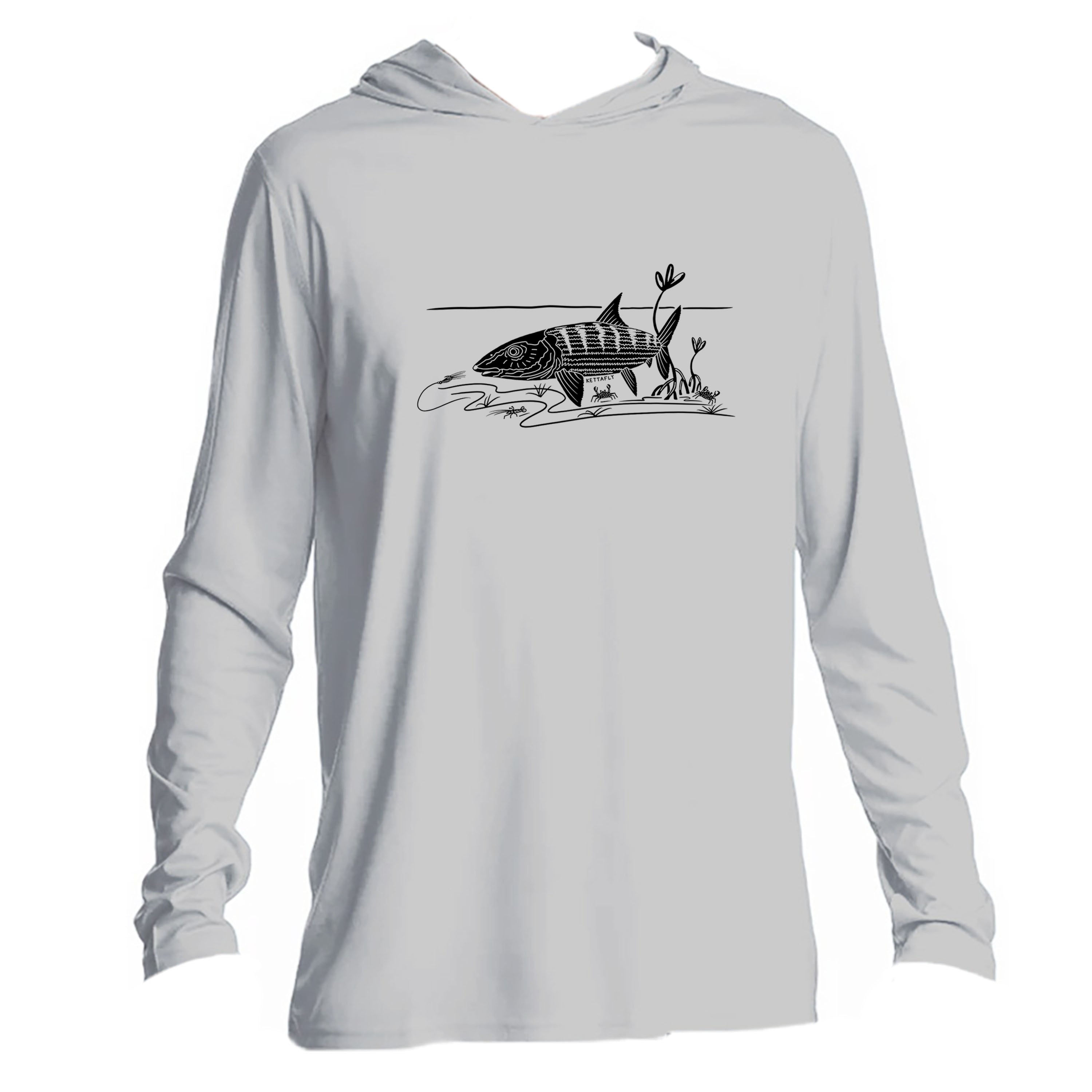 Bonefish Design (front)  UPF50+ Hooded long sleeve Sun Shirt