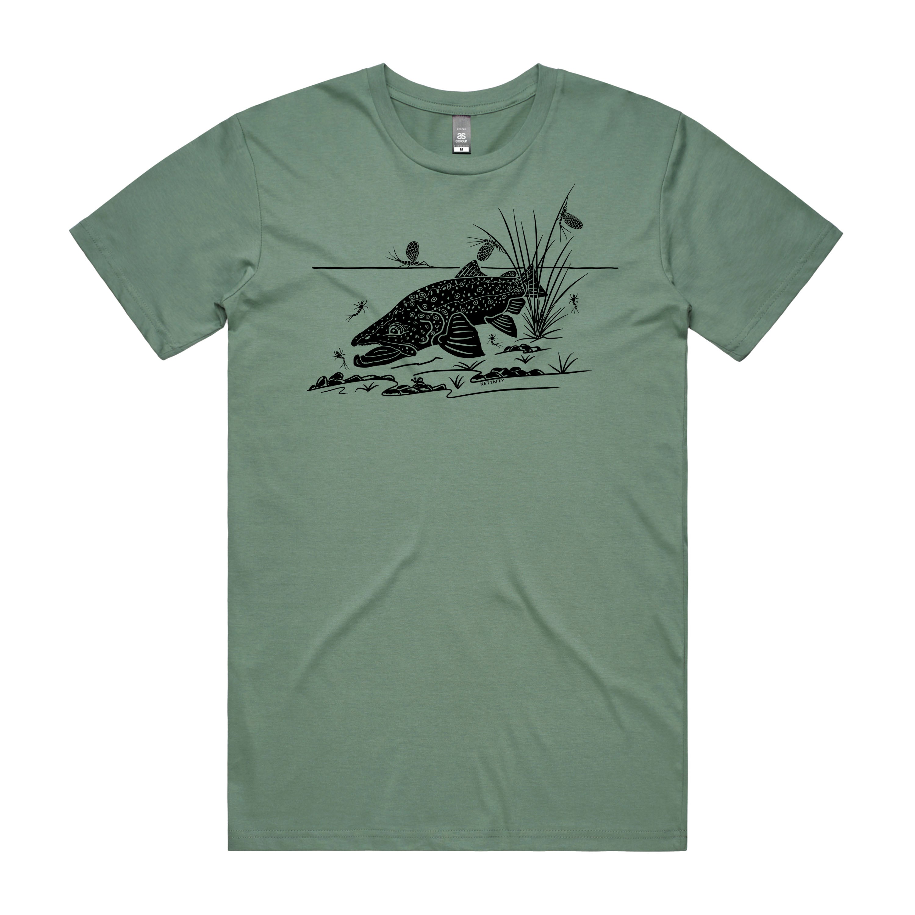 Brown Trout & Duns Design (front) T-Shirt Short Sleeve
